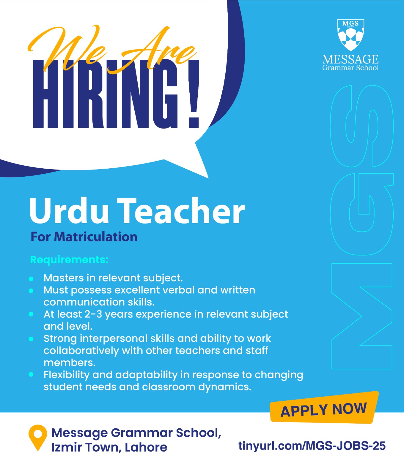 Urdu Teacher for Matriculation