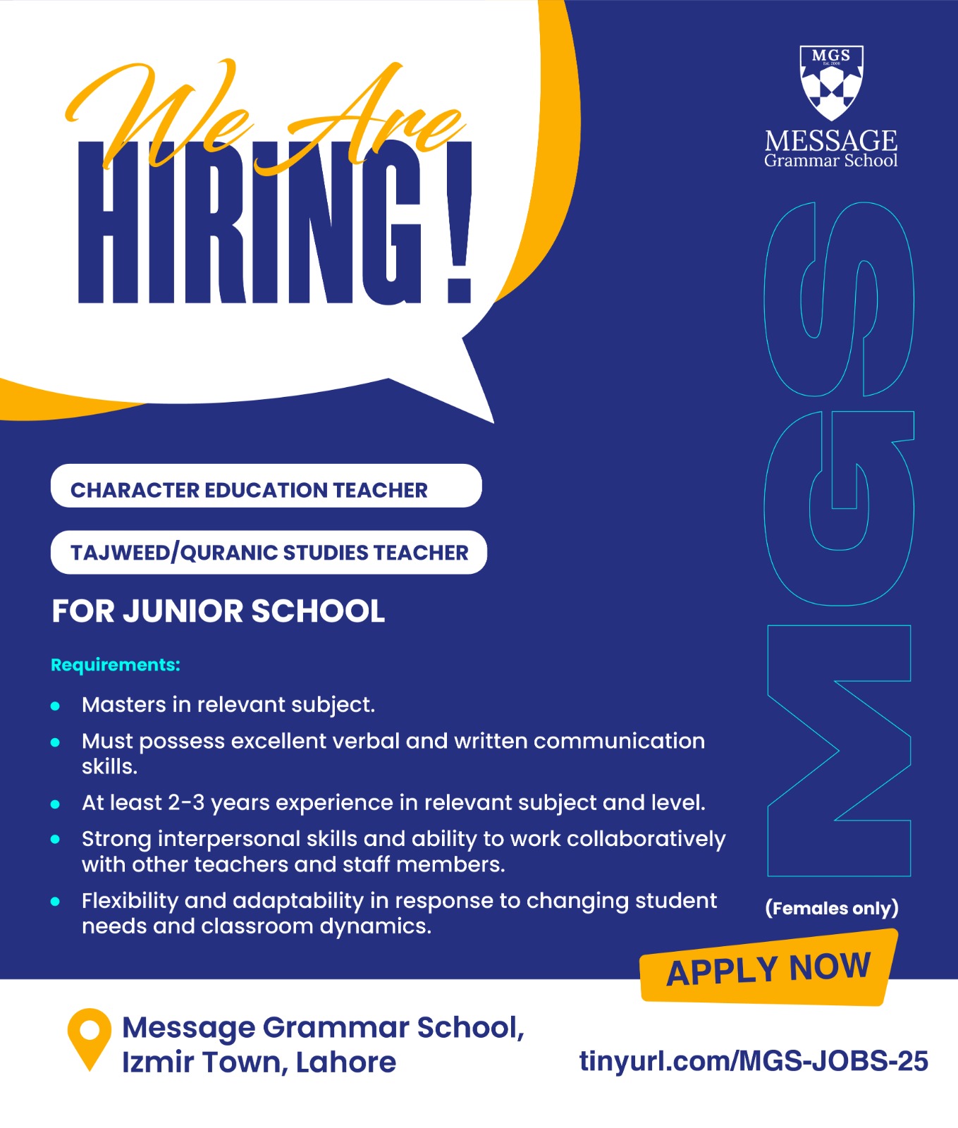 Character Education Teacher / Tajweed Quranic Studies