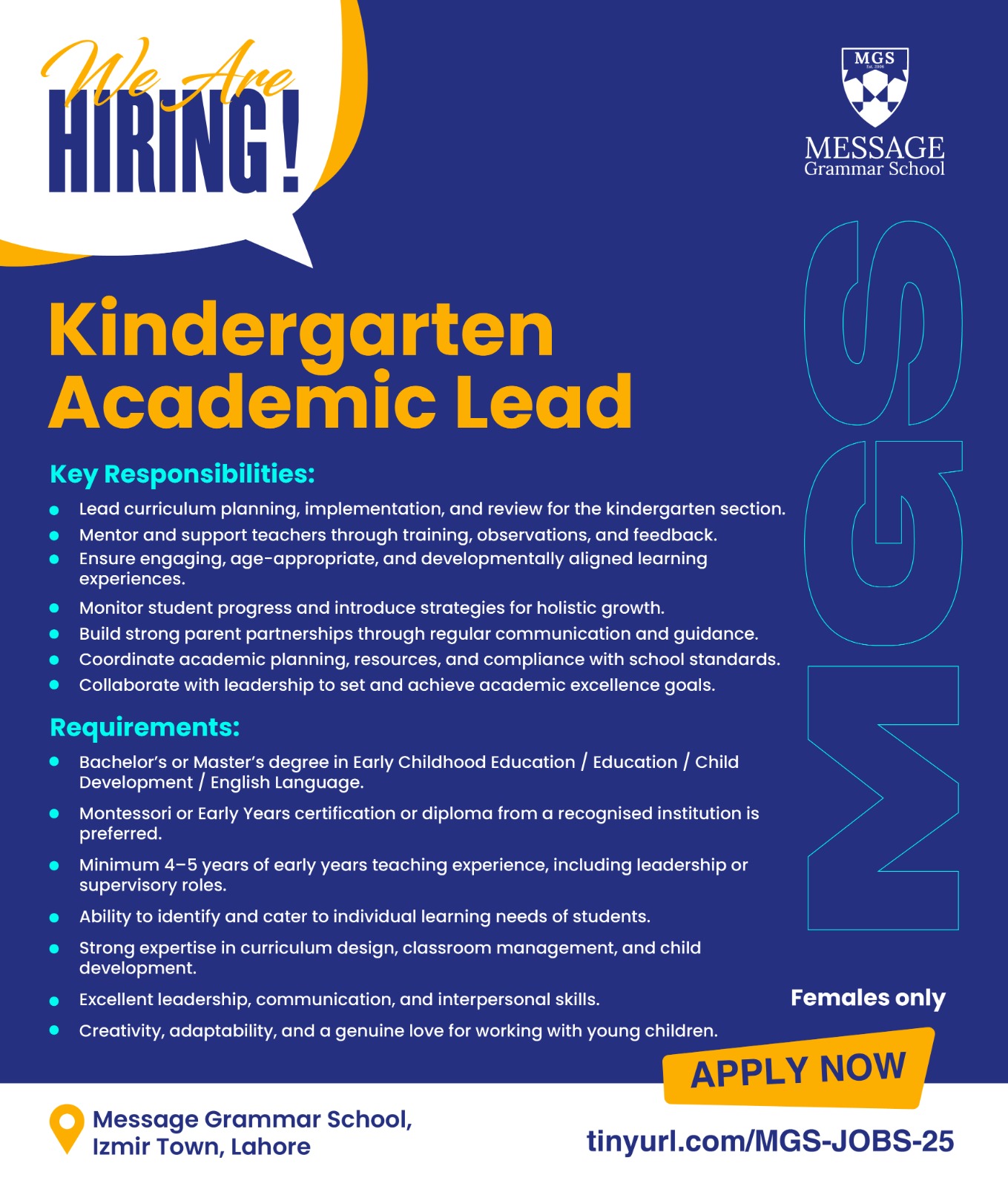 Kindergarten Academic Lead