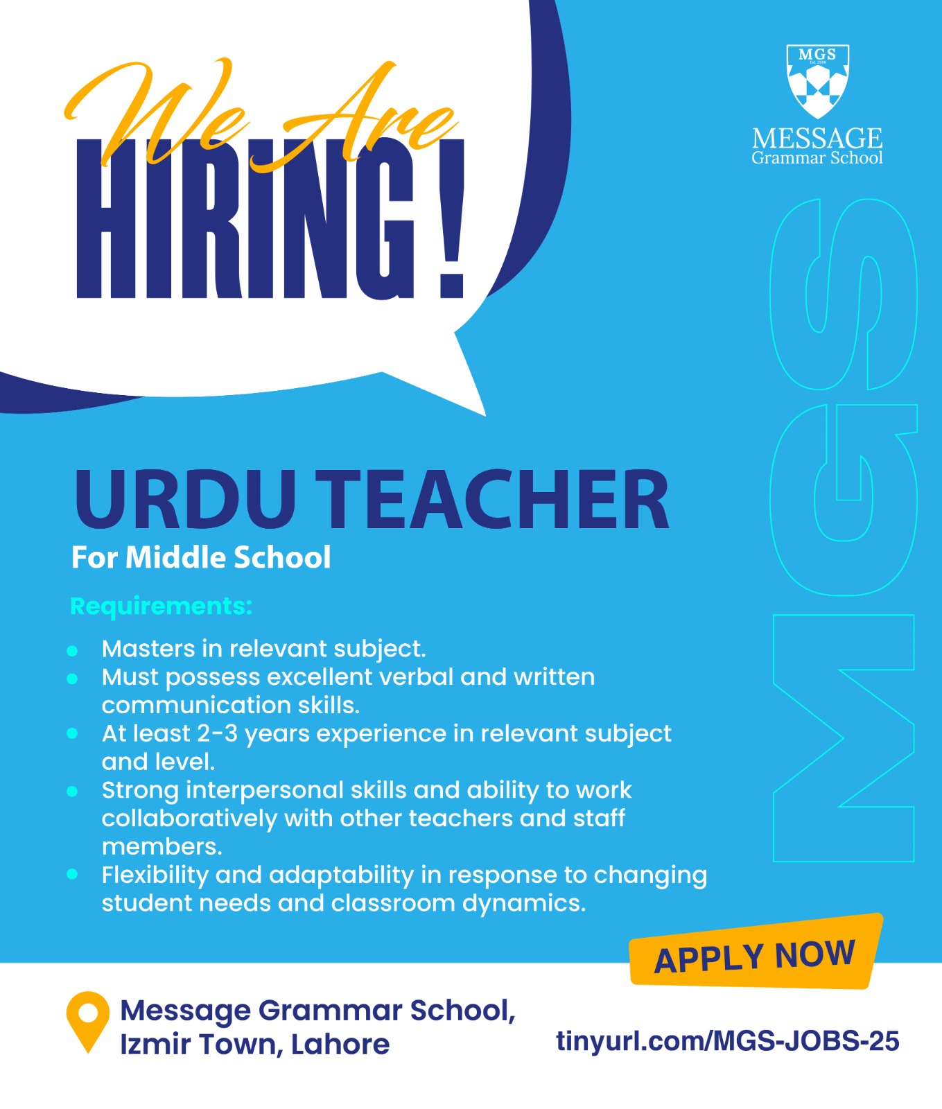 Urdu Teacher For Middle School